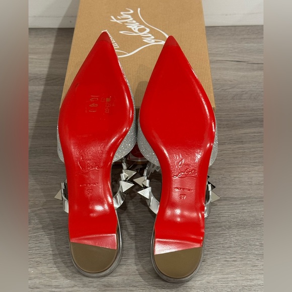 Christian Louboutin Planet Choc Flat Mini Glitter sz 37 - Picture 5 of 9